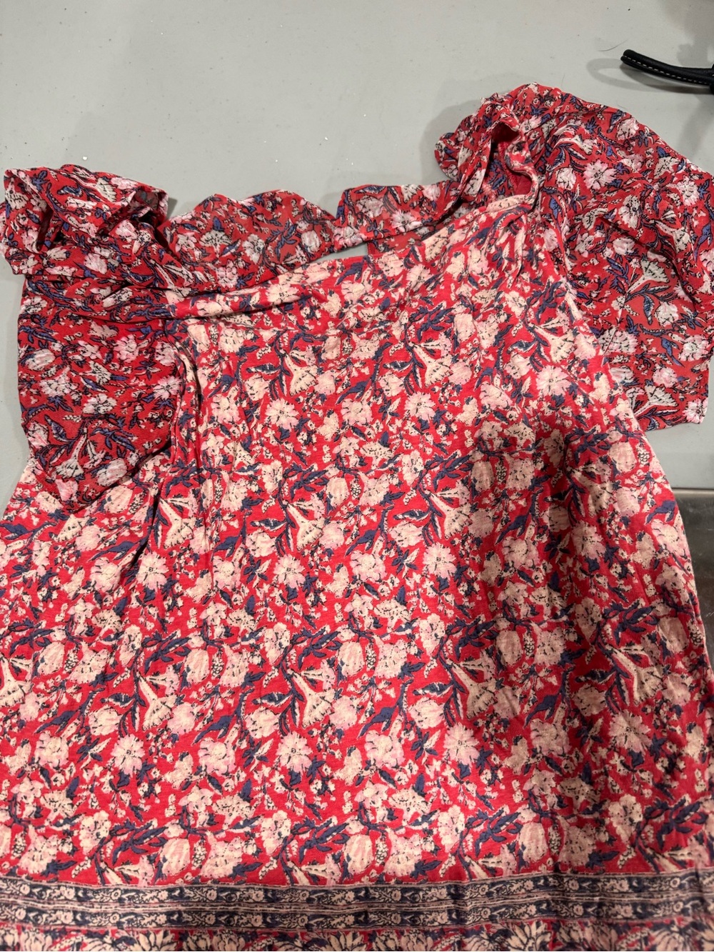 Lucky‎ Brand Red Floral Short-Sleeve Blouse